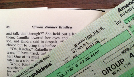boarding pass as a bookmark
